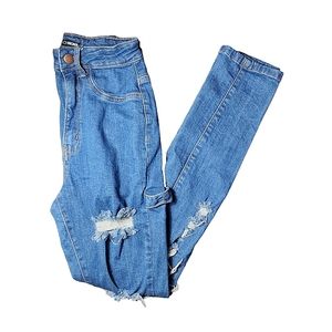 Women's Fashion Nova High Waist Distressed Skinny Jeans Size 1